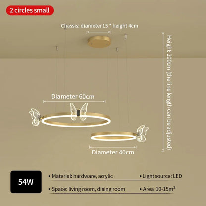 DecorBites™ Gold Butterfly Crystal Chandelier Pendant Light for Elegant Living Room & Restaurant Decoration