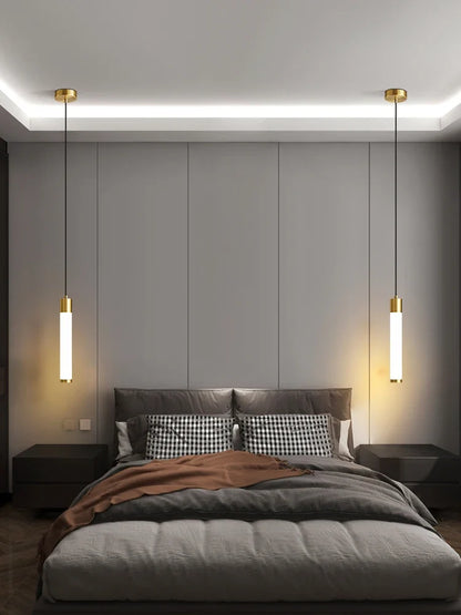 Minimalist White Linear Pendant Light In Aluminum