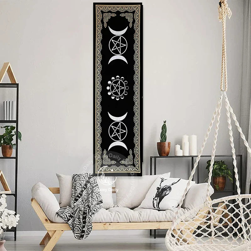 Decobites Triple Moon Phases Tapestry Wall Hanging | Mystical Tarot Boho Room Decor