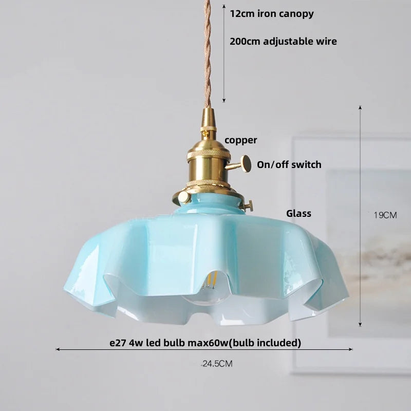 DecorBites™ Green Flower Glass Pendant Light - Modern Kitchen Bar Restaurant Hanging Lamp