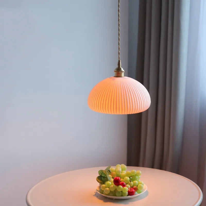 DecorBites™ Ceramic LED Pendant Lamp, Modern Nordic Design, Adjustable 2m Wire, White Finish