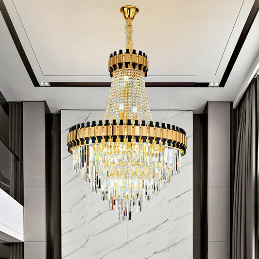 DecorBites™ Crystal Chandelier for Duplex Villa Living Room with Intelligent Dimming
