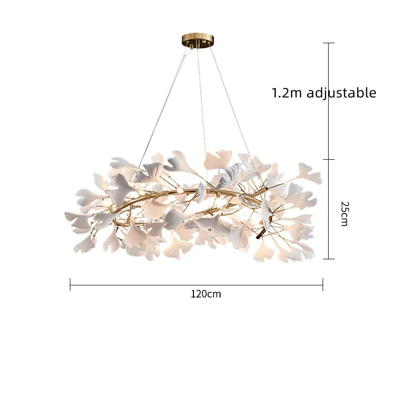 DecorBites™ Gold Branches Chandelier Porcelain Leaves Pendant Lights