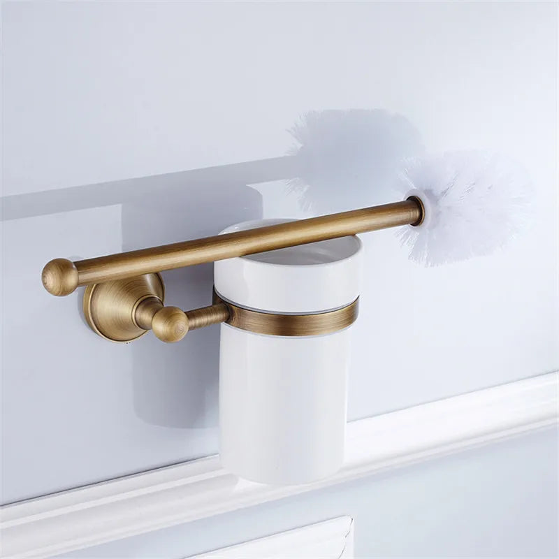 DecorBites™ Bronze Bathroom Accessories Set: Towel Rack, Toilet Brush Holder, Soap Dish, Towel Shelf