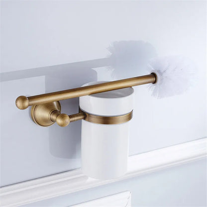 DecorBites™ Bronze Bathroom Accessories Set: Towel Rack, Toilet Brush Holder, Soap Dish, Towel Shelf