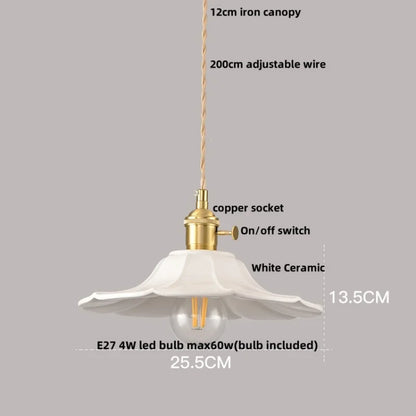 DecorBites™ Ceramic LED Pendant Light Fixture Minimalist Wood Decor Hanging Lamp
