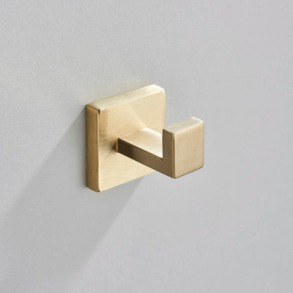 DecorBites™ Brushed Gold Bathroom Set: Towel Bar, Robe Hook, Shelf, Tissue Holder & Accessories