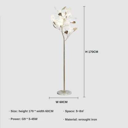 مصباح أرضي على شكل ورقة الجنكة من ديكوربايتس™ - إضاءة عصرية لغرفة المعيشة وغرفة النوم والدراسة