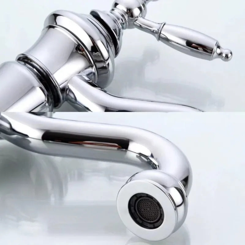 Wash-basin Faucet Black/Silver Brass Fashion Bathroom Large Bend Mouth Type Single Handle Faucet Sink Cold Hot Water Mixer Taps