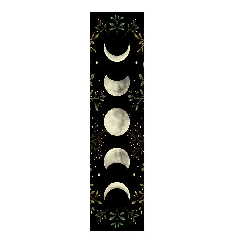 Decobites Moon Phase Wall Hanging Tapestry - Green Olive Leaf Home Decor