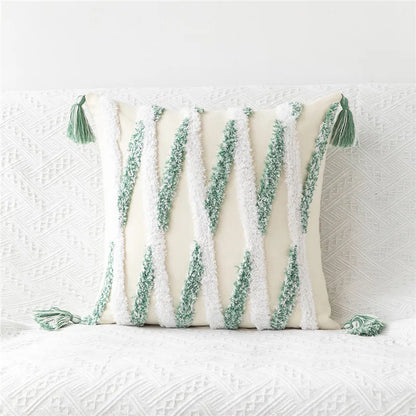 DecorBites™ Embroidered Geometric Leaves Pillow Cover Handmade Home Decor 30x50cm/45x45cm