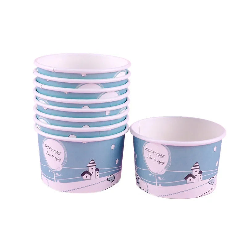 DecorBites™ Cartoon Paper Cups 50PCS 100ml Small Round Disposable Dessert Ice Cream Bowl