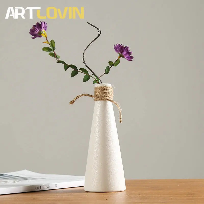 DecorBites™ Japanese Style Ceramic Vases for Modern Home Decor and Artificial Flowers