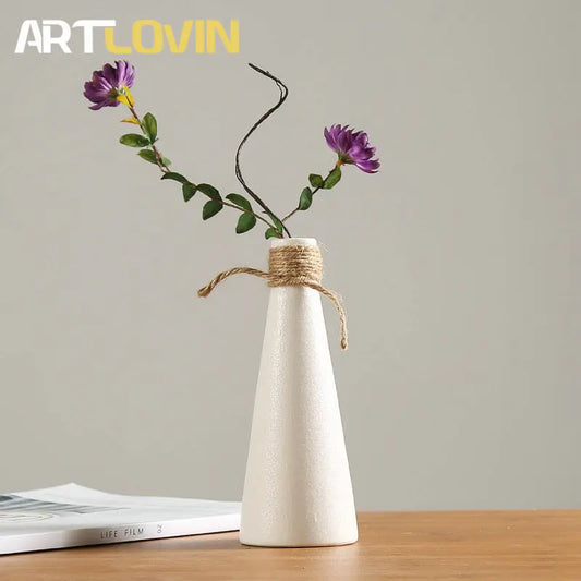 DecorBites™ Japanese Style Ceramic Vases for Modern Home Decor and Artificial Flowers