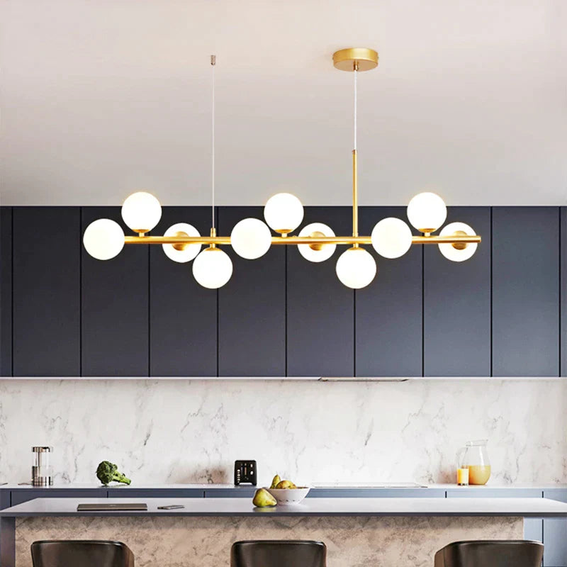 Lámpara colgante LED de bola de cristal dorada Decorbites™ , 11 cabezales, diseño nórdico moderno