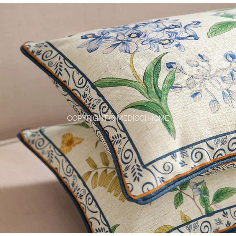 DecorBites™ Botanical Leaf Watercolor Printed Linen Lumbar Pillowcase 30x50cm