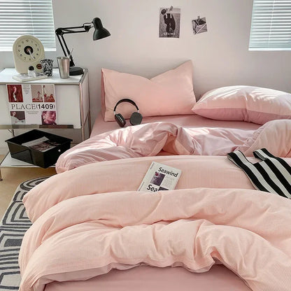 DecorBites™ Bubble Cotton Quilt Sets | Ultra Soft Fitted Sheet Set | King Queen Bed Set