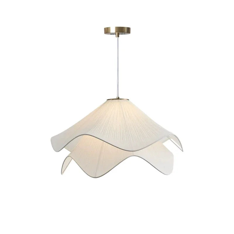 DecorBites™ Cream Fabric LED Pendant Lights - Nordic Minimalist Style Chandelier for Home Decor
