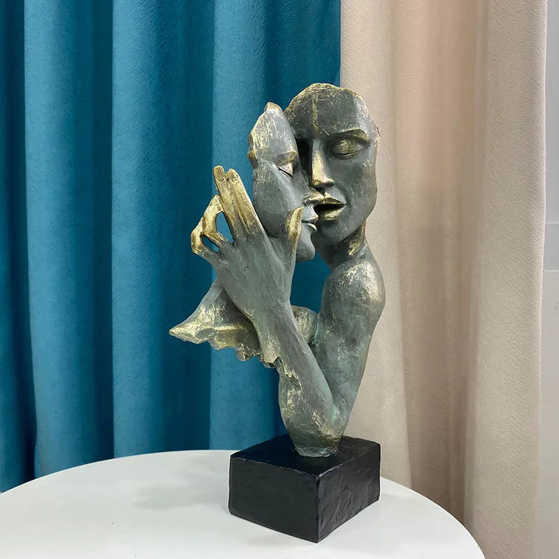 DecorBites™ Abstract Art Couple Mask Statue Figurines for Interior Decor & Gifts