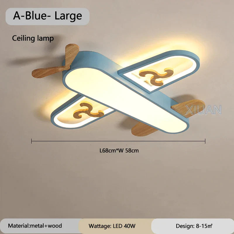ديكوربايتس™ مصابيح معلقة على شكل طائرة للأطفال مصنوعة من الخشب والمعدن ومصابيح LED لغرف الأطفال والمدارس
