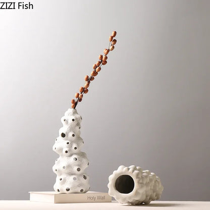 DecorBites™ Ceramic Vase Set with Artificial Flowers for Stylish Home Decor