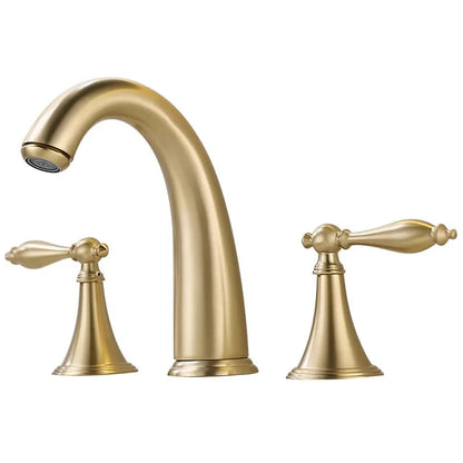DecorBites™ Brushed Gold Brass Basin Faucet | Widespread Waterfall Sink Faucet
