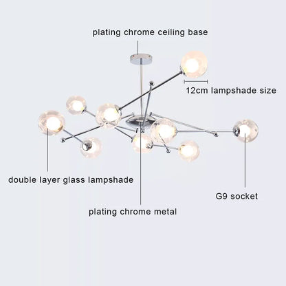 Lámpara colgante cromada con bombillas LED y bola de cristal DecorBites™ para decoración del hogar