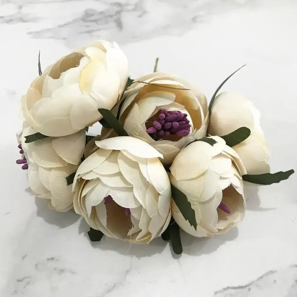 DecorBites™ Ramo de bayas y estambres de flor de cerezo color marfil para decoración navideña y de bodas DIY