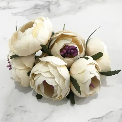 DecorBites™ Ramo de bayas y estambres de flor de cerezo color marfil para decoración navideña y de bodas DIY