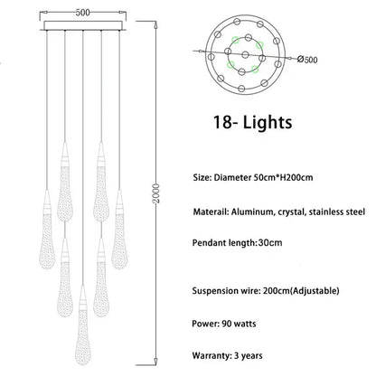 DecorBites™ Crystal LED Chandelier: Modern Art Pendant Light for Restaurant, Bar, Staircase & Loft
