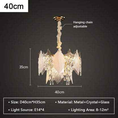 DecorBites™ Crystal Glass Chandelier Blade LED Pendant Light for Living Dining Bedroom Lighting