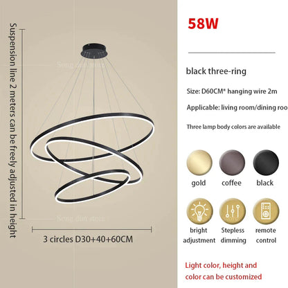 DecorBites™ Circle Ring Art Chandelier for Duplex Villa Staircase Hall Living Room