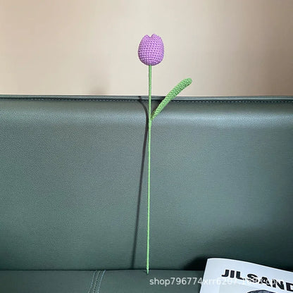 DecorBites™ Handmade Knitted Crochet Tulips for Home Decor - Set of 1