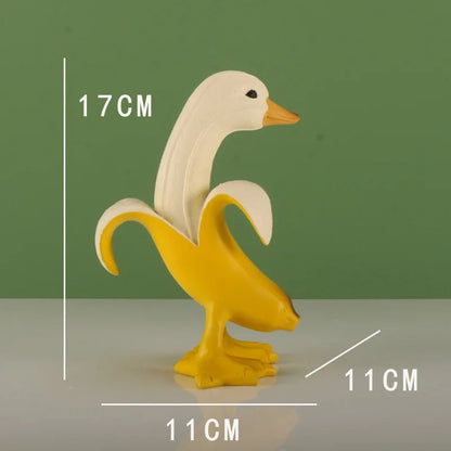 ديكوربايتس™ - منحوتة الموز والبط: تمثال حيواني لطيف ومضحك لديكور المنزل