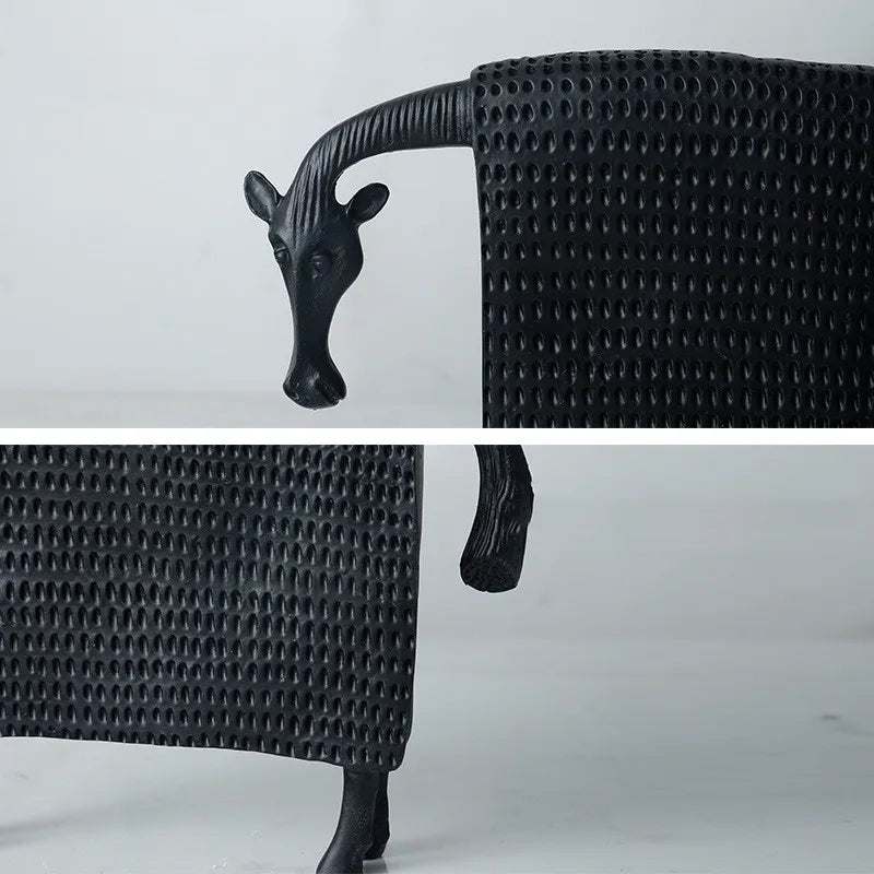 DecorBites™ Black Cow Ox Resin Sculpture Figurine - Room Decor Art Statue