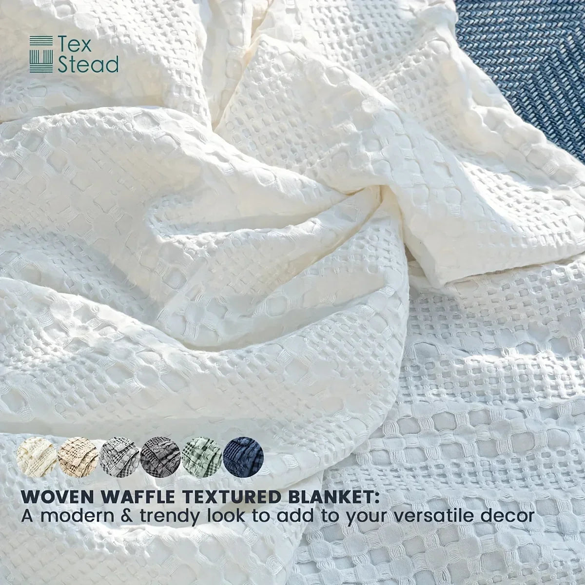 Decobites Bamboo Cotton Waffle Blanket - Lightweight Breathable Blanket