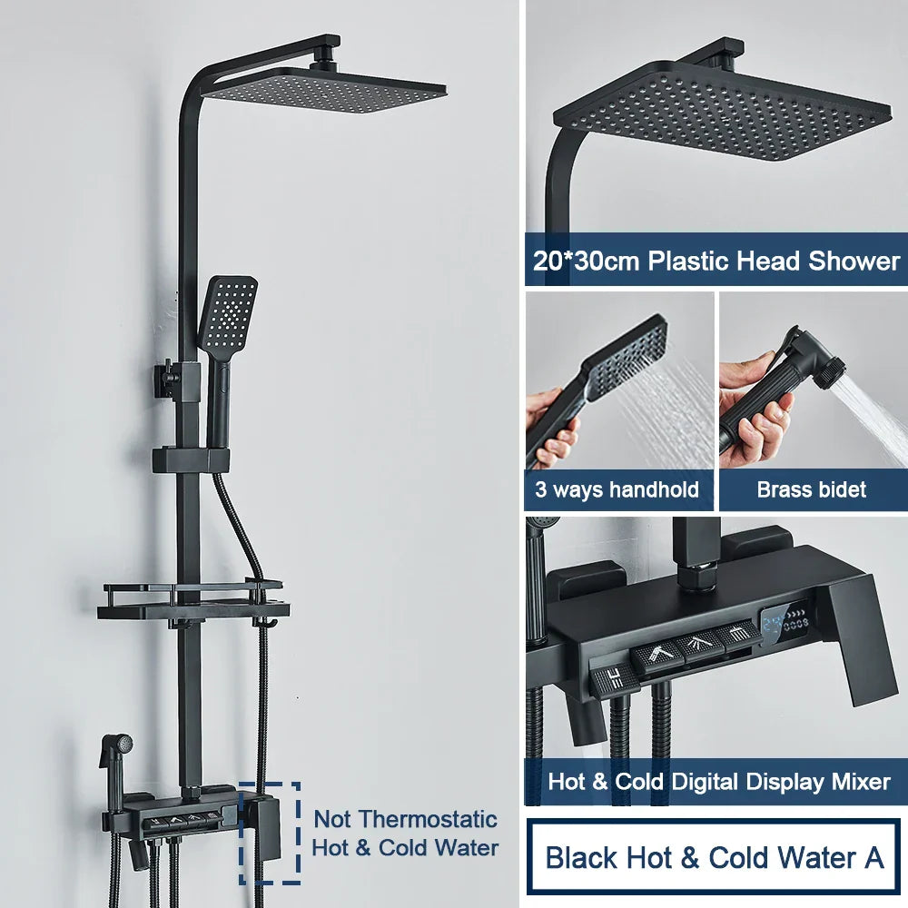 DecorBites™ Digital Display Shower System with Thermostatic Control and Tub Spout
