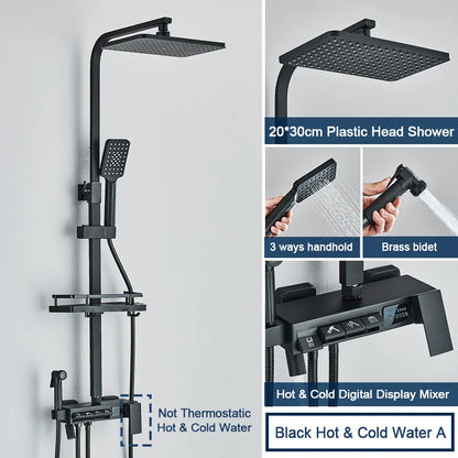 DecorBites™ Digital Display Shower System with Thermostatic Control and Tub Spout