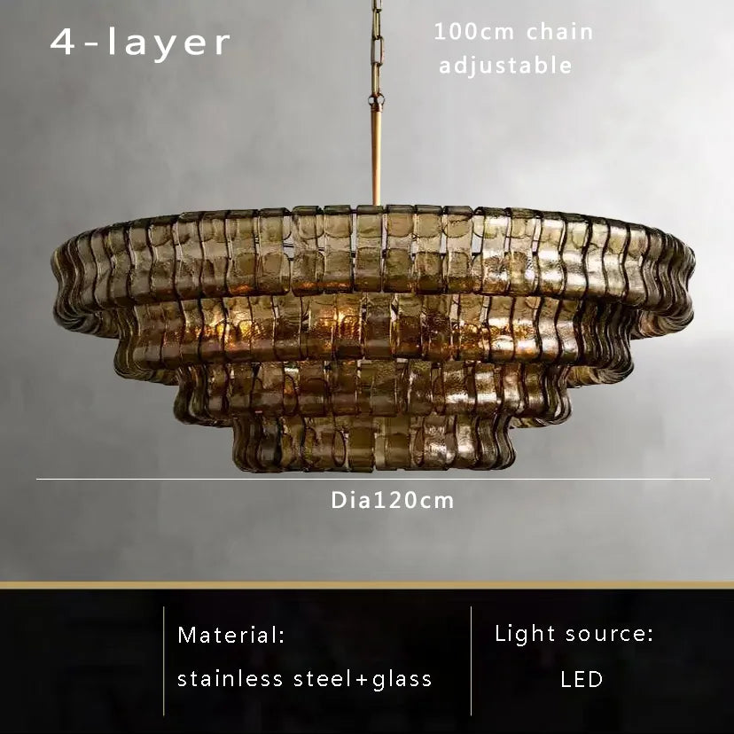 DecorBites™ Brown Glass Pendant Lights for Dining Table Chandelier, Oval Clear Round Suspension Lamp