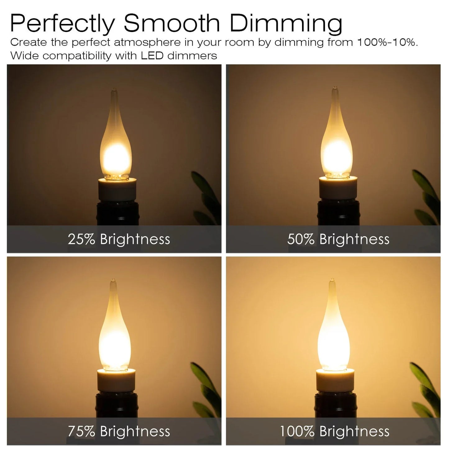 لمبات شموع LED غير لامعة من DecorBites™، قابلة للتعتيم، بقوة 1.5 واط، قاعدة E12 E14، لون أبيض دافئ 2700 كلفن - لمبة ديكور ثريا