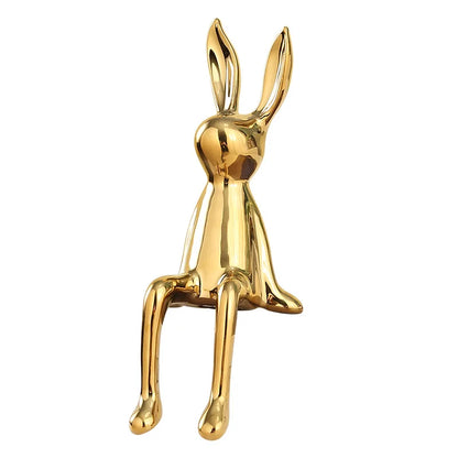 DecorBites™ Gold Rabbit Ceramic Ornaments for Home & Office Decor