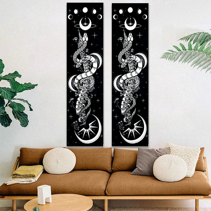 Decobites Moon Phase & Flower Vines Tapestry Set for Room Decor