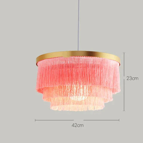 DecorBites™ Bohemian Gold Tiered Chandelier | White & Beige Cotton Thread Line | Girls Room Wedding Lighting