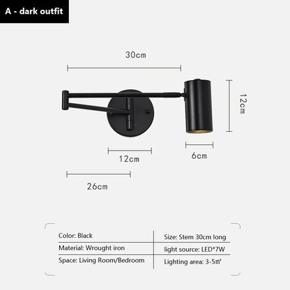 Lámpara de pared con brazo oscilante ajustable DecorBites™ para dormitorio, restaurante y ambiente de lujo