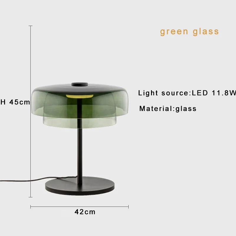 Decorbites™ Grünes Glas Vintage Tischleuchte für Büro, Schlafzimmer und Nachttisch – Luxuriöse Dekoration