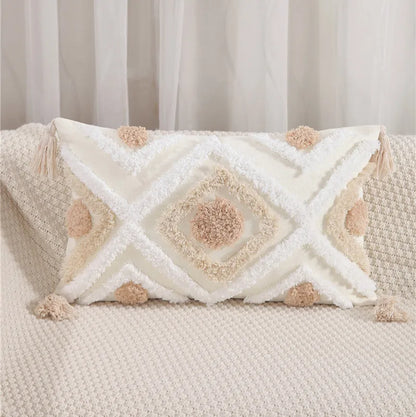 DecorBites™ Embroidered Geometric Leaves Pillow Cover Handmade Home Decor 30x50cm/45x45cm