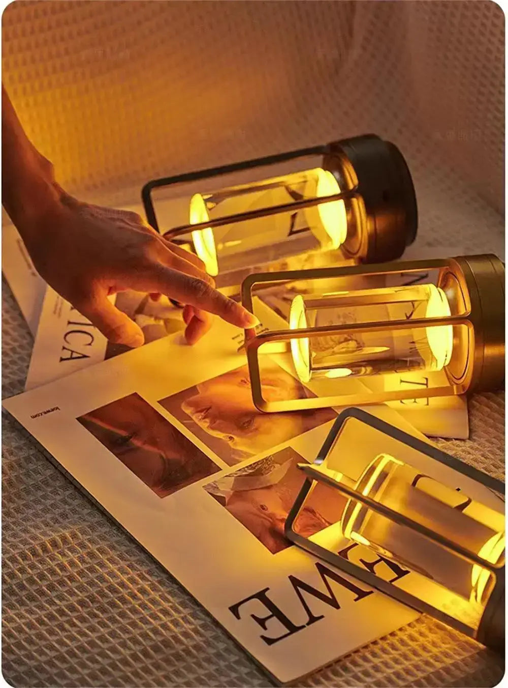 DecorBites™ LED crystal table lamp Plastic Rechargeable touch night lamp Bedroom Bedside table lamp Restaurant