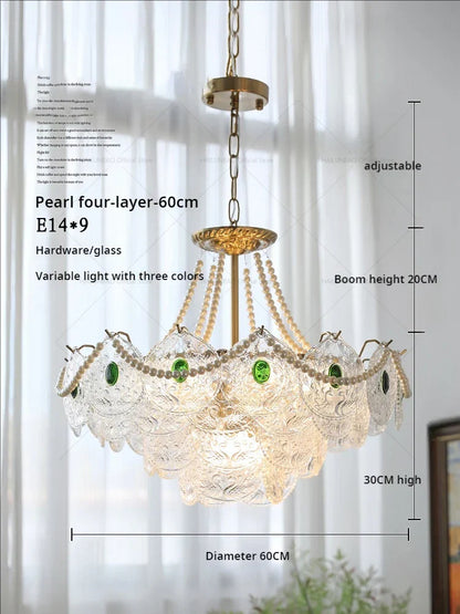 DecorBites™ Crystal Chandelier: Modern Chic Pearl Light for Elegant Home Decor