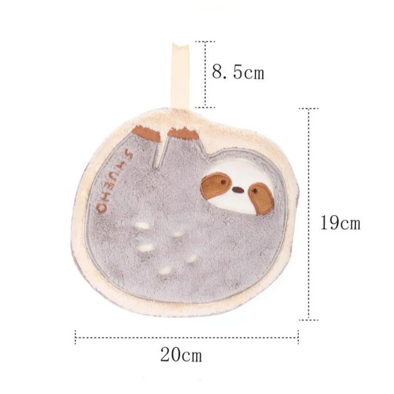 DecorBites™ Cartoon Sloth Hand Towels: Soft, Absorbent, Quick Drying & Hanging Design for Kids