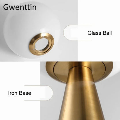 DecorBites™ Gold Glass Ball Table Lamp LED Desk Lighting Modern Home Decor for Bedroom Living Room